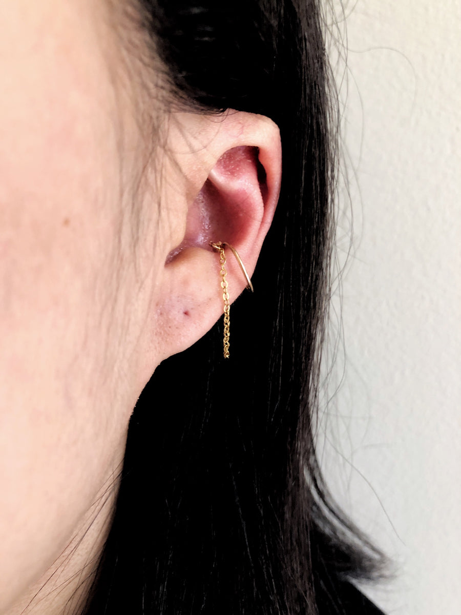 No Piercing Cuff + Dangly Chain Single Earring (individually sold)